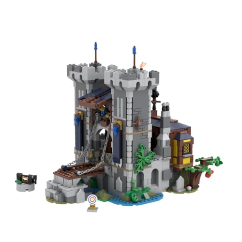 BlocteckToy MOC Klemmbausteine Mittelalterliches Fort der Schwarzen Falken Modell 1025 Teile Groß Architecture Burg Gebäude Set von BlocteckToy