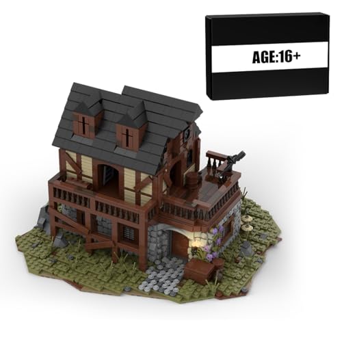 BlocteckToy MOC Klemmbausteine Mittelalterliches Haus Modul eines großen Dorfes Thema Modell, 2963 Teile Mittelalterliches Dorf Gebäude Set, MOC-49665 von BlocteckToy