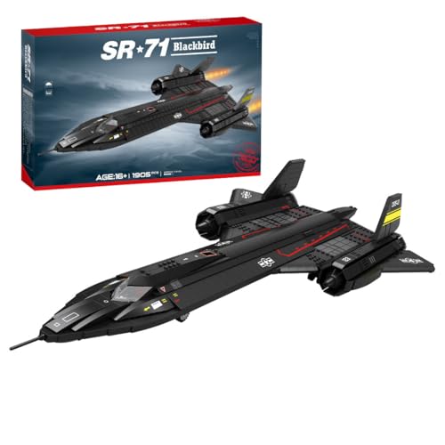 BlocteckToy MOC Klemmbausteine SR-71 Blackbird Jet Bausteinset, Militärische Serie Kämpfer Flugzeug- 1775 Teile von BlocteckToy