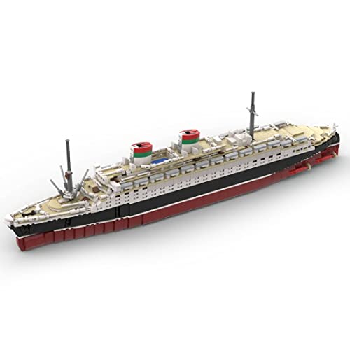 BlocteckToy MOC Klemmbausteine Schiff Modell, 2313 Teile 1/400 Conte Di Savoia Militär Technik Groß Schiff Set Kompatibel mit 10294-bru_bri_mocs, MOC-74176 von BlocteckToy