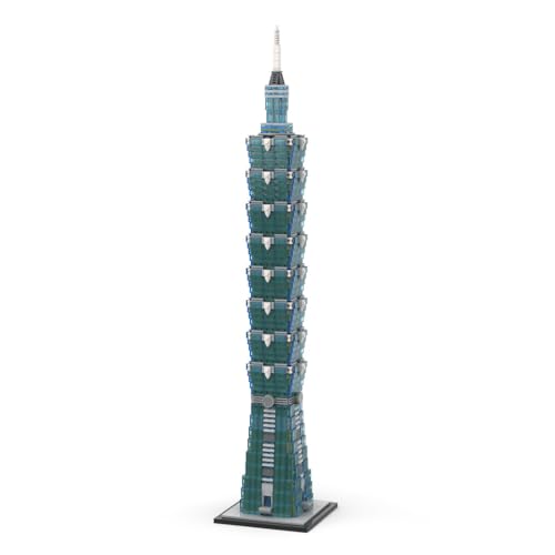 BlocteckToy MOC Klemmbausteine Taipeh 1-0-1 Wolkenkratzer Modell, 2327 Teile 1/800 Groß Architecture Turm WeltberüHmtes Gebäude Set, MOC-136995 von BlocteckToy