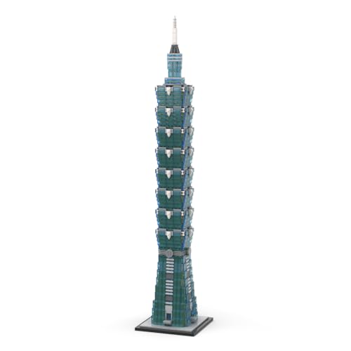 BlocteckToy MOC Klemmbausteine Taipeh 1-0-1 Wolkenkratzer Modell, 2327 Teile 1/800 Groß Architecture Turm WeltberüHmtes Gebäude Set, MOC-136995 von BlocteckToy