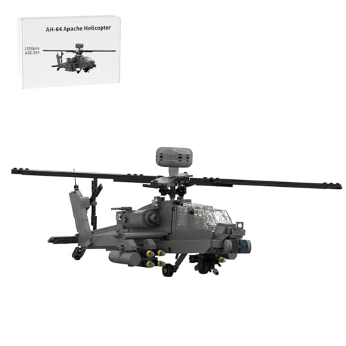 BlocteckToy MOC Klemmbausteine Technik Hubschrauber Set, 1006Teile AH-64 Apache Militär-Thema MOC Flugzeug Modell Bauspielzeug, Geschenk für Erwachsene und Jungen von BlocteckToy