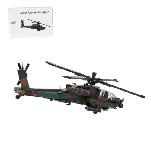 BlocteckToy MOC Klemmbausteine Technik Hubschrauber Set, 1022 Teile AH-64 Apache Militär-Thema MOC Flugzeug Modell Bauspielzeug, Geschenk für Erwachsene und Jungen von BlocteckToy