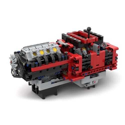 BlocteckToy MOC Klemmbausteine Technik Motor GTE Schaltgetriebe 8-Gang Engine - 777 Teile, MOC-79482 von BlocteckToy