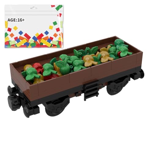 BlocteckToy MOC Klemmbausteine Technik Zug Set, 110 Teile Obsttransport Zugwaggon Modell Montage Bauspielzeug, Geschenk für Erwachsene und Jungen von BlocteckToy