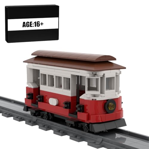 BlocteckToy MOC Klemmbausteine Technik Zug Set, 271 Teile Oldtimer-Straßenbahn Lokomotive Zug Modell Bausteine mit Schienen Bauspielzeug, Geschenk für Erwachsene und Jungen, MOC-93355 von BlocteckToy