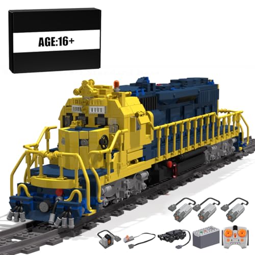 BlocteckToy MOC Klemmbausteine Technik Zug Set, 3163 Teile SD40-2 Eisenbahn-Lokomotive Zug Modell Bausteine mit Schienen und 3 Motoren Bauspielzeug, Geschenk für Erwachsene und Jungen von BlocteckToy