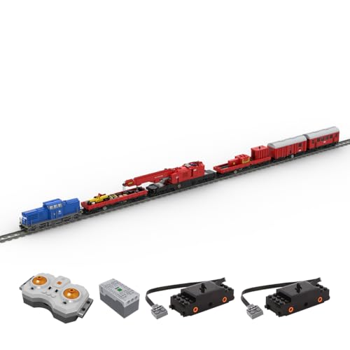 BlocteckToy MOC Klemmbausteine Technik Zug Set, 4113 Teile MOC-156982 Notfall-Kranzug Modell Bausteine mit Schienen und Motoren Bauspielzeug, Geschenk für Erwachsene und Jungen von BlocteckToy