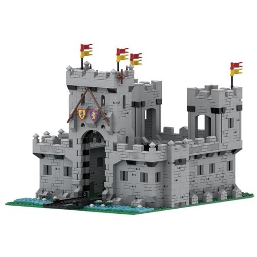 BlocteckToy Mittelalterliche Burg 1648 Teile Klemmbausteine Mittelalterliches Architecture Burg Gebäude Set, MOC-126740 von BlocteckToy