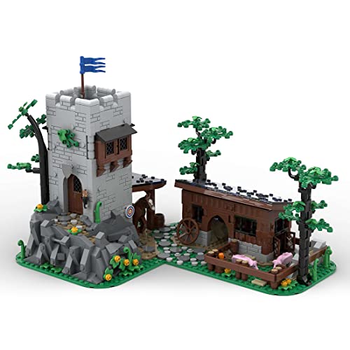 BlocteckToy Mittelalterliche Falkenwachturm 1403 Teile Klemmbausteine Mittelalterliches Architecture Burg Gebäude Set, MOC-144453 von BlocteckToy