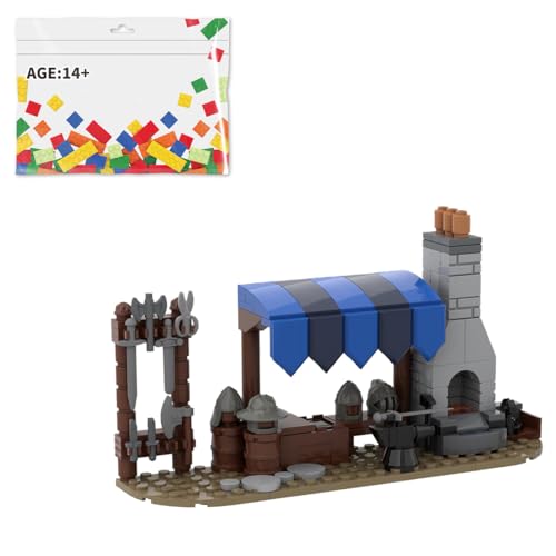 BlocteckToy Mittelalterliche Schmied MOC Klemmbausteine Modell, 152 Teile Mittelalterliches Haus Gebäude Set, Kompatibel mit 21325 Mittelalterliche Schmiede, MOC-78790 von BlocteckToy