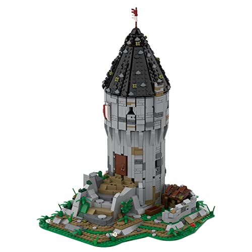 BlocteckToy Mittelalterliche Steinerner Turm 2359 Teile Klemmbausteine Mittelalterliches Architecture Burg Gebäude Set, MOC-121366 von BlocteckToy