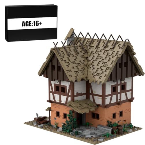 BlocteckToy Mittelalterlicher Taylorsgreen Dorfschänke Gasthaus Set, 4152 Teile Klemmbausteine Mittelalterliches Architecture Haus Gebäude Set von BlocteckToy