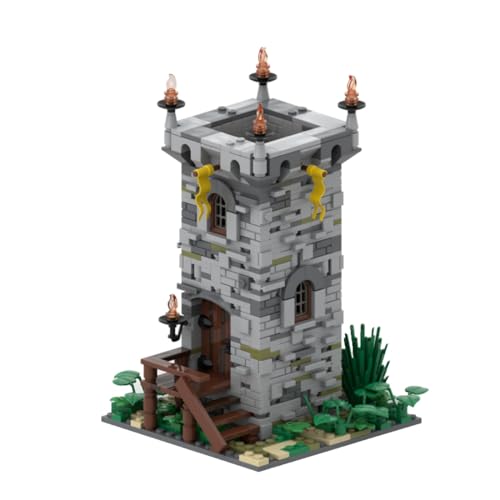 BlocteckToy Mittelalterlicher Wachturm 836 Teile Klemmbausteine Mittelalterliches Piratenthema Architecture Burg Gebäude Set, MOC-163560 von BlocteckToy