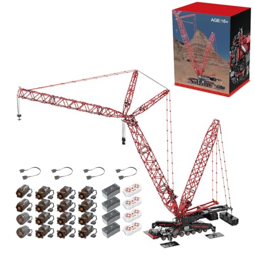 BlocteckToy Technik Kran Klemmbausteine, 12135 Teile LG1750 Bagger Raupenkran LKW Autokran MOC Baufahrzeug Bauspielzeug Modell mit 16 Motoren von BlocteckToy