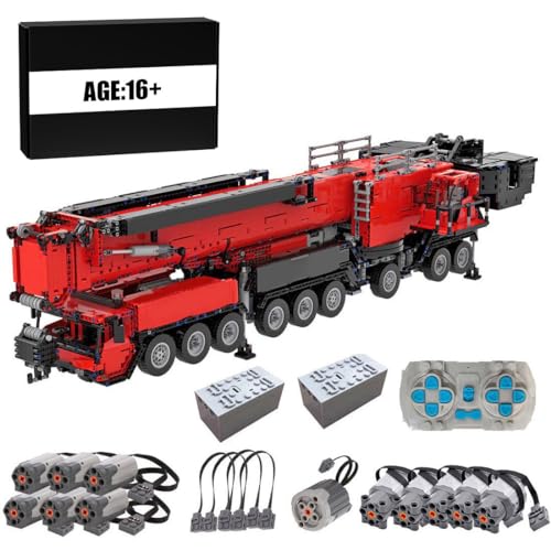 BlocteckToy Technik Kran Klemmbausteine, 7778 Teile Kranwagen Bagger Raupenkran LKW Autokran MOC Baufahrzeug Bauspielzeug Modell mit 12 Motoren und Wippausleger von BlocteckToy