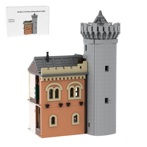 Bloctecktoy MOC Klemmbausteine Schloss Neuschwanstein Modell, 4975 Teile Groß Architecture Burg Torhaus Recht Modul 3 WeltberüHmtes Gebäude Set von Bloctecktoy