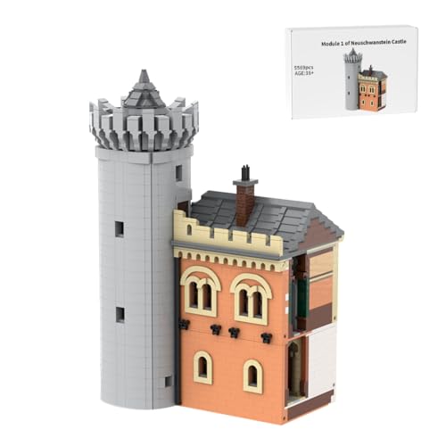 Bloctecktoy MOC Klemmbausteine Schloss Neuschwanstein Modell, 5569 Teile Groß Architecture Burg Torhaus Links Modul 1 WeltberüHmtes Gebäude Set von Bloctecktoy