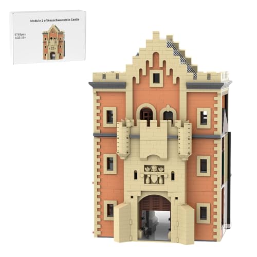 Bloctecktoy MOC Klemmbausteine Schloss Neuschwanstein Modell, 6768 Teile Groß Architecture Burg Torhaus Mitte Modul 2 WeltberüHmtes Gebäude Set von Bloctecktoy