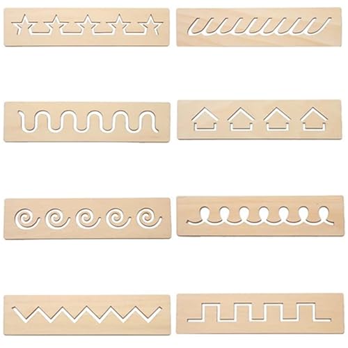 Blogiiup 8pcs Tracing Board 2x8 -Zoll -Holzschreiber -Thread -Thread -Thread -Thread -Board für Kinder im Vorschulerler von Blogiiup