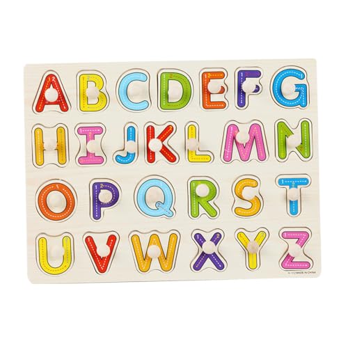 Blogiiup ABC Holzrätsel, ABC -Puzzle, Alphabet ABC Holzrätsel, Kleinkindspielzeugholz -Peg -Rätsel, Holzbuchstaben für Kinder Mädchen Jungen (Großbuchstaben) von Blogiiup