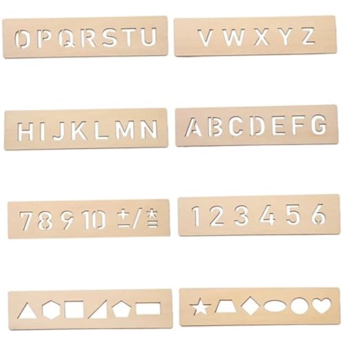 Blogiiup Buchstabenverfolgungsensorium, 8pcs Tracing Board 2x8 Zoll Holz Schreibschreiben Verfolgung Vorschullernbuchstaben Tracing Sensory Pad für Kinder, Fadenbrett, Alphanumerikum von Blogiiup