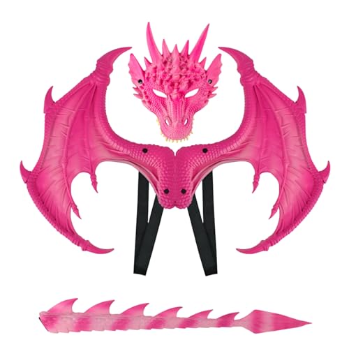 Blogiiup Dragon Halloween Kostüm, Dragon Kostüm Kids Realistic Dragon Wing Tail und Maske Set Leichtes Halloween -Kostüm für Kinder Geburtstag Cosplay tun Play Party, Dragon Kostüm Kinder von Blogiiup