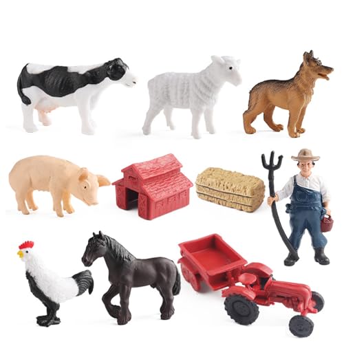 Blogiiup Farmtiere Figuren 1 Set realistische umfassende Farmtiere-Spielzeuge umfassen Tiere, Landwirte, Farmwerkzeuge und mehr Entwicklungs-Eltern-Kind-Plastik-Farmspielzeug, Tierfiguren, Set 2 von Blogiiup