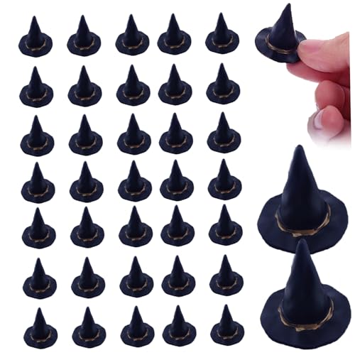 Blogiiup Mini Hexenhüte für Handwerk 48pcs 1in Spected Mini Witch Hut DIY freundliche Hexenhut Schwarze dekorative Mini -Hüte für Halloween, Weinflasche, Mini -Hüte von Blogiiup