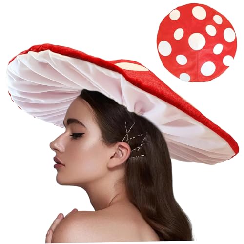 Blogiiup Pilzmaterial, Pilzhut breiter Krempe 18,5 -Zoll -Pilzkrone süße gepunktete Pilzkostüm für Frauen DIY Dekorative Pilzmaterial für Cosplay, Dress -up, Pilzkrone, Style2 von Blogiiup