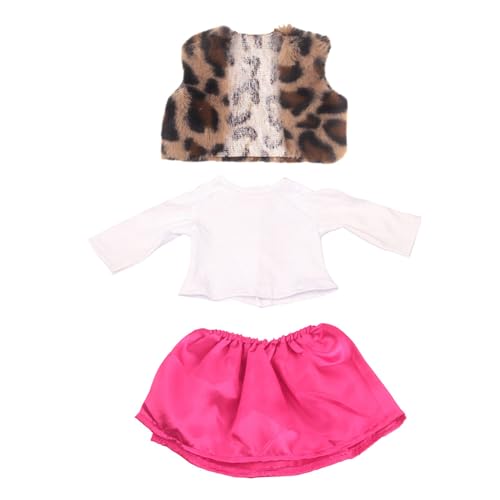 Blogiiup Puppenkleidung, 1 Set 18 Zoll Puppenkleidung, süße Outfit-Puppenkleidung enthält Leopardenmusterweste, Rock und langärmelige Hemdbabypuppenkleidung, 18-Zoll-Puppenzubehör von Blogiiup