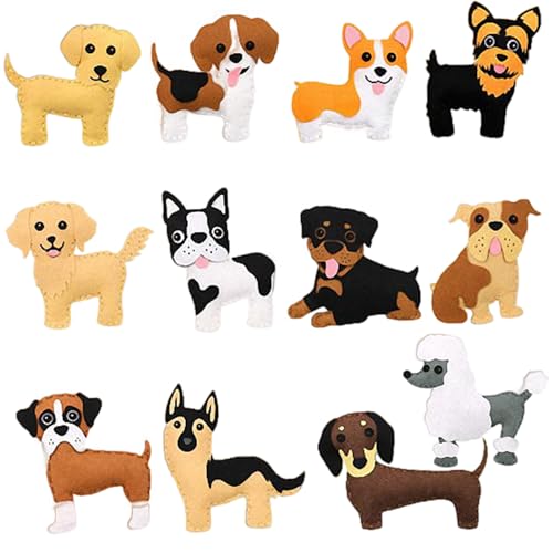 Blogiiup Sew Fun Animals Kit, 1 Set Kids Sewing Kit, niedliches Tier Filznäht Kit Verschiedene Hundegefüllte Animal Fun Kids Sewing Kids Pädagogische Nähen für Anfänger, Kinder Nähen von Blogiiup