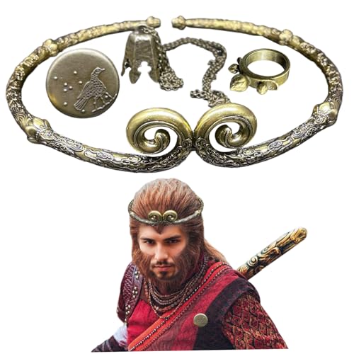 Blogiiup Wukong Kostüm 4PCS/Set Collectible 1: 1 Skala Sun Wukong Kostüm enthält EIN einschränkendes Stirnband- und Schmuckset, Halloween -Party -Gefälligkeiten, Sun Wukong Kostüm von Blogiiup