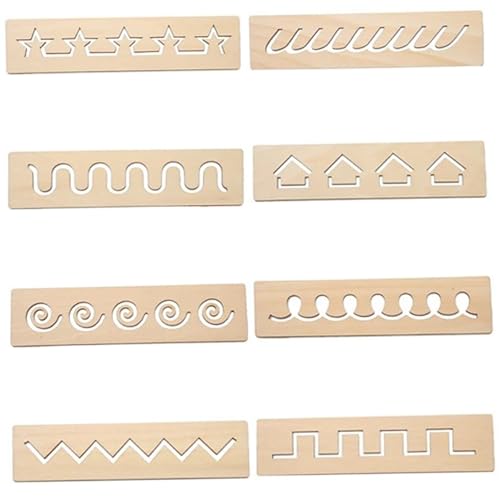 Briefe Tracing Sensory Pad, 8pcs Tracing Board 2x8 -Zoll -Holzschreiber -Thread -Thread -Thread -Board für Kinder im Vorschullernprojekt Montessori Creative Board für Kinder, Thread Board, Geometrisc von Blogiiup