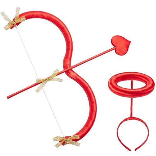 Cupid Bow und Pfeilset One Size Red Arrows Valentinstag Cupid Kostümzubehör Hochzeits Geburtstag Cosplay Kosplay -Kostometer -Foto -Requisiten für Erwachsene Teenager, Bogen und Pfeilset, rot von Blogiiup