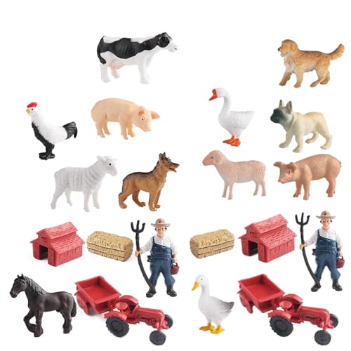 Farmtiere Figuren 1 Setzen Sie realistische umfassende Farmtiere-Spielzeuge umfassen Tiere, Landwirte, Farmwerkzeuge und mehr Entwicklungs-Eltern-Kind-Plastik-Farmspielzeug, Tierfiguren, Set 1 von Blogiiup