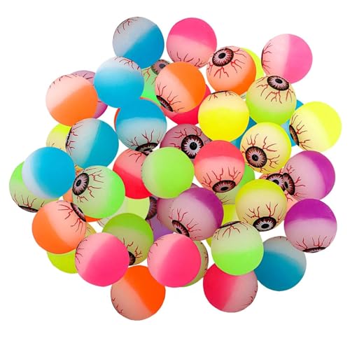 Halloween Augäpfel, 24pcs 1 gefälschte Augen mit Blutstreifen gruselige Gummi -Halloween -Augäpfel leuchten in dunklen, hüpfenden Ball Halloween Spielzeug für Party -Gefälligkeiten, zufällige Farbe, von Blogiiup