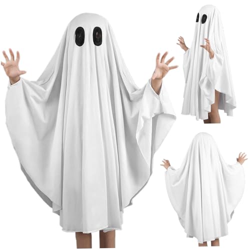 Kleinkind Geisterkostüm, Ghost Poncho Halloween gruseliger Ghost Cape für Kinder 31.5 '' Langhautfreundlich ＆ Einfach zu tragen Ghost Cloak Halloween Kostüm für Kinder im Alter von 3-5 Cosplay, Ghost von Blogiiup