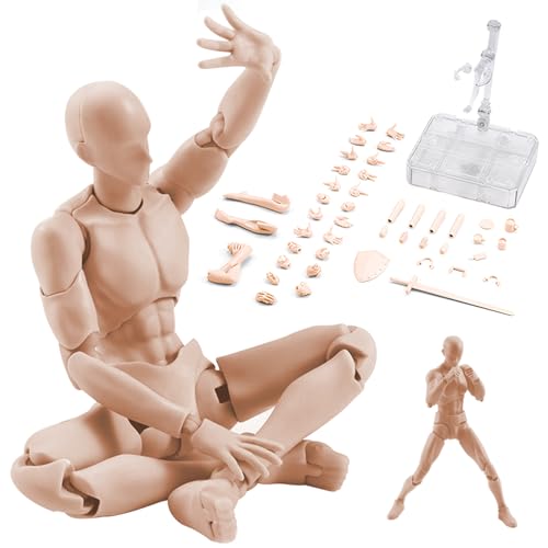 Poable Figur, Actionfigur mit Armen PVC Blind Action Abbildung DIY Hautfarbe Posiable Figur Sammlungsfähige Malerei Skizzierungsfigur Figur für Künstler, Zeichnungsfigur, männlich 5.9in von Blogiiup