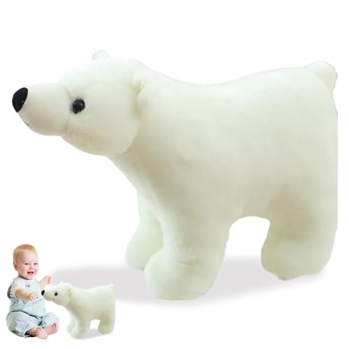 Polarbär Plüsch, Eisbär gefülltes Tier, realistischer Standpolarbär Plüsch, ausdrucksstarker 18x11 -Zoll -gefüllter Eisbär, PP Baumwollgefüllte Eisbärenspielzeug für Zuhause, Eisbärenspielzeug von Blogiiup