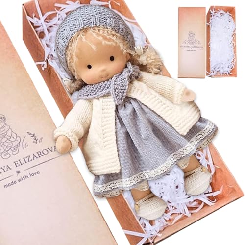 Puppen für Kleinkinder, Stoffpuppe mit Geschenkbox 11x2x5 Ragdoll mit Hut, Schal, Schuhen und mehr Dekoration süße ausgestopfte Babypuppenspielzeug für Babys Kleinkinder ideal Weihnachtsgeburtstag, s von Blogiiup