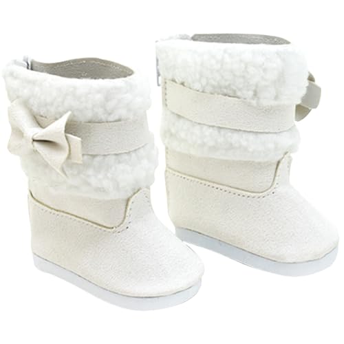 Puppenschuhe, 18 -Zoll -Puppenschuhe 1 Paar Puppenschnee Stiefel Miniaturschuhe Winterstiefel mit weißem Kunstpelzfutter und Bogenpuppenzubehör für 18 -Zoll -Puppen -Weihnachts -Outfit, Puppenschuhe von Blogiiup