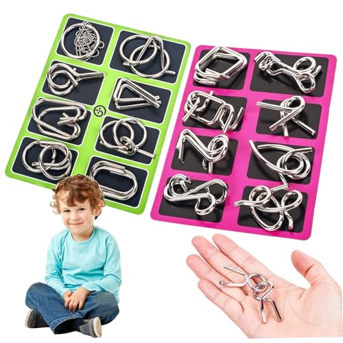 Twin Key Lock -Puzzle, 2 Sets Metallpuzzle, 16pcs Drahtverriegelungspuzzle Legierung Gehirn Teaser -Rätsel Link Lock -Lock -Spiel Chinesisches Ring -Trickspielzeug für Kinder Erwachsene, Sperrpuzzle, von Blogiiup