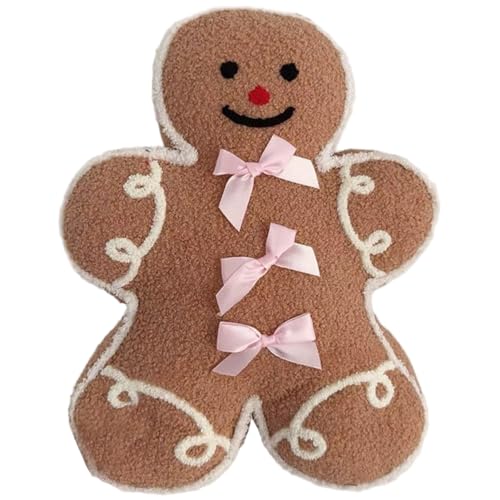 Weihnachts -Wurfkissen, Lebkuchen Kissen weiche Plüsch Weihnachtskissen mit Bogen Süßes Schneemann -Ingwer Brot Dekor für Winterfeiertagsfeier Home Sofa Bett, braun, Lebkuchenmann Mann Weihnachts -Wurfkissen, Lebkuchen Kissen weiche Plüsch Weihnachtskissen mit Bogen Süßes Schneemann -Ingwer Brot Dekor für Winterfeiertagsfeier Home Sofa Bett, braun, Lebkuchenmann Mann von Blogiiup