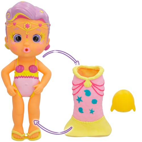 BLOOPIES Meerjungfrauen Magic Tails Audrey I Meerjungfrauen Puppe mit abnehmbarer Schwanzflosse und Wasserfreund; Wasser spritzen und Blasen machen | Badespaß für Kinder ab 18 Monaten von IMC Toys