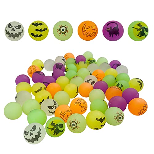 Flummi, 60 Stück Flummis, Leuchtend Flummies für Kinder, 25mm Flummis Kindergeburtstag, Gummiball Kinder, Flummis für Kinder Geeignet Geburtstag Partys Halloween Weihnachten von BluVast