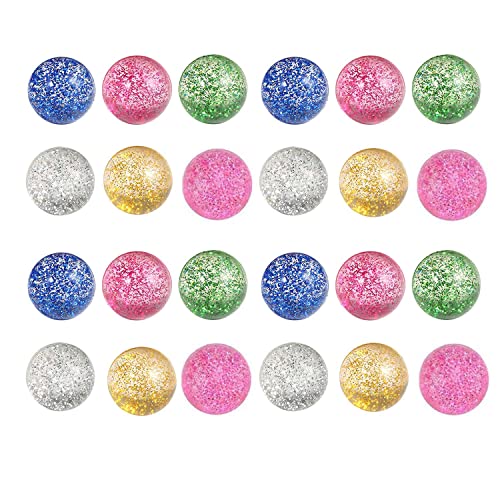 Glitter Flummi , 24 Stück Glitzer Flummies für Kinder, 32mm Flummis Kindergeburtstag, Flummi Kann für Geburtstagsgeschenke Belohnungen im Klassenzimmer Verwendet Werden von BluVast