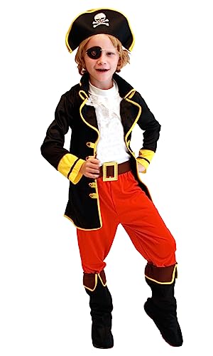 Blucielo Fasching Kostüm Junge Pirate Kinderkostüm Cosplay für Kinder Halloween Karneval Fasching Mottoparty(130-140CM) von Blucielo