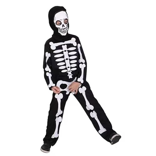 Blucielo Halloween Kostüm Kinder Skelett Kostüm Kinder, Halloween Kostüm Kinder Jungen Zombie Kostüm Kinder Jumpsuits für Halloween und Karneval(110-120CM) von Blucielo